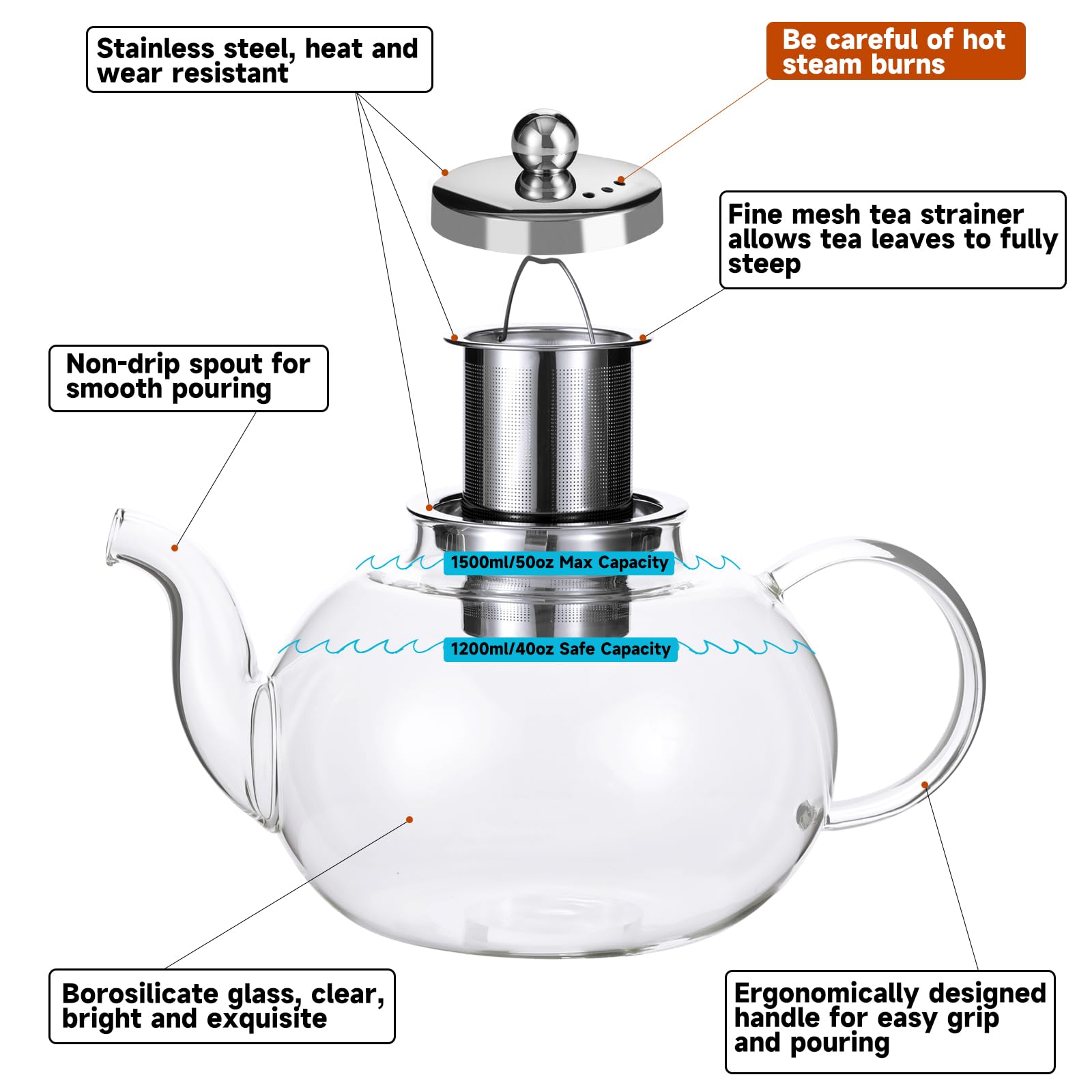 Infusor removible de GURUDAR para máxima extracción de aroma.
