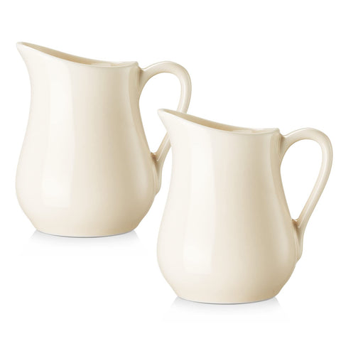 Gurygo cremero cerámico beige, 110 ml, conjunto de 2, ideal para leche en el café.