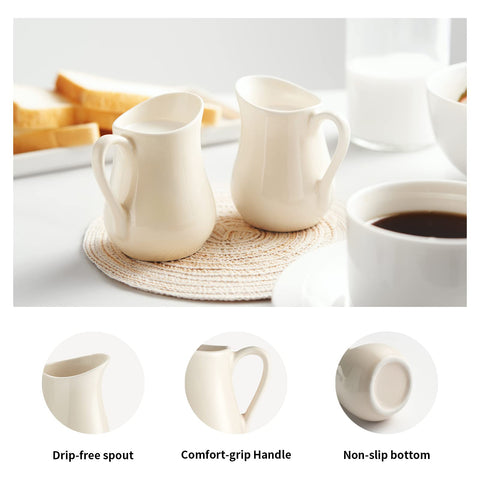 Gurygo cremero cerámico beige, dos jarras apiladas para ahorro de espacio.