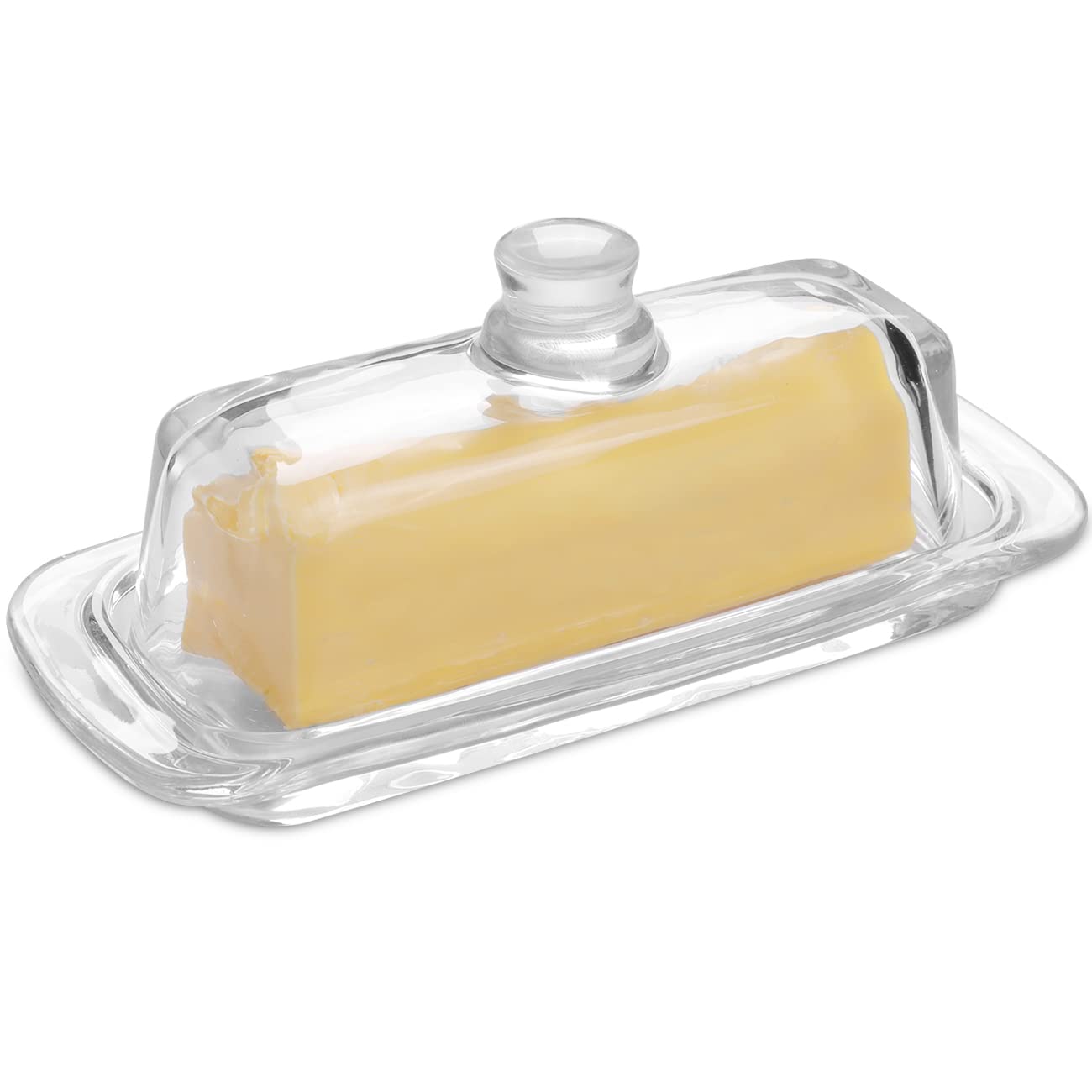 Mantequera de cristal Gusnilo con tapa y cierre hermético para conservar la frescura.