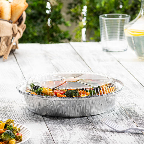 Bandeja de aluminio GUSTO de 9 pulgadas para hornear y llevar a cualquier evento.
