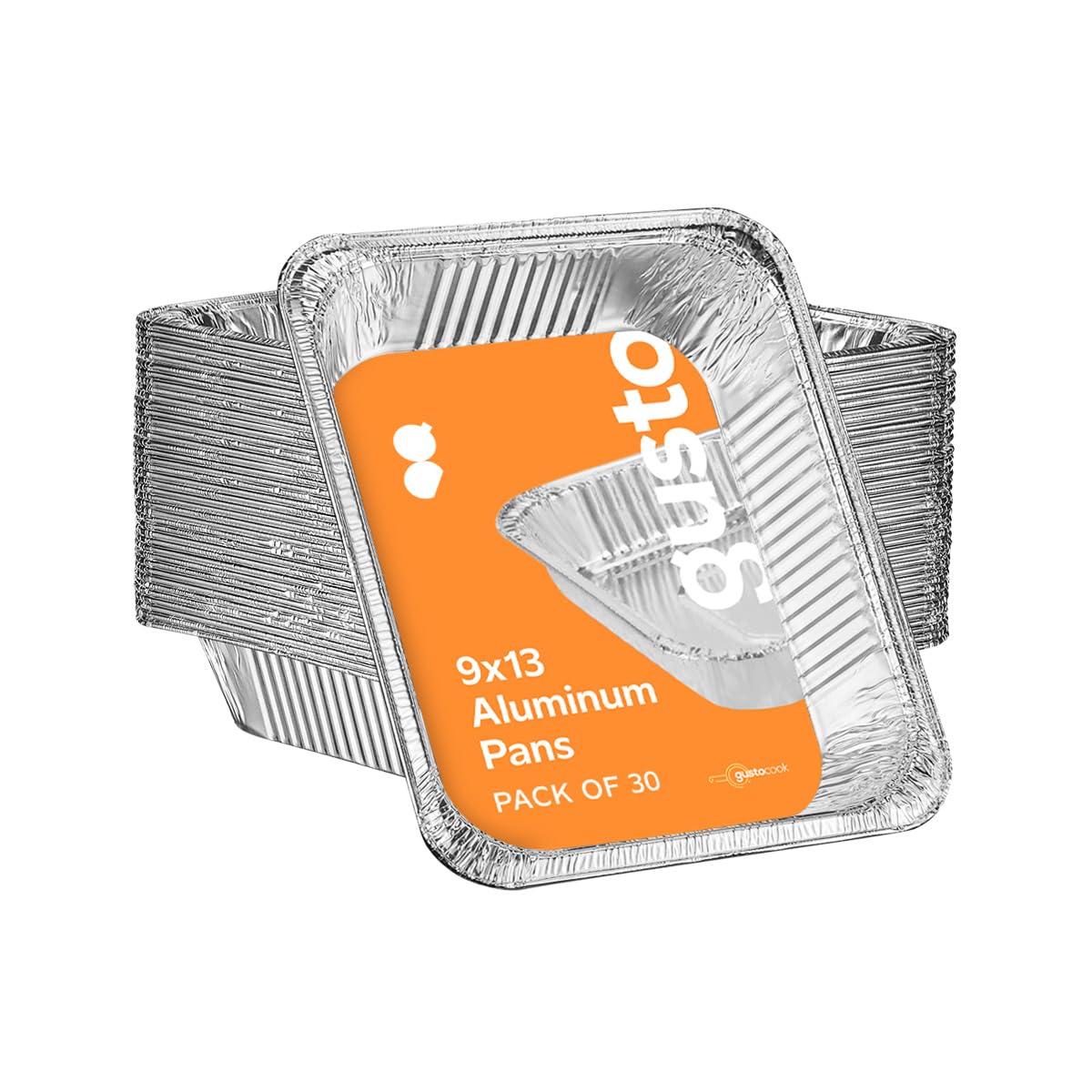 Bandejas GUSTO de aluminio 9x13 para uso único, ideales para hornear y transportar