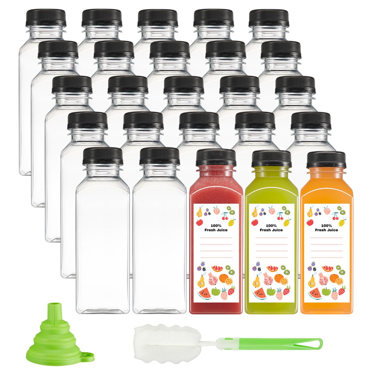 GUSTO botellas plásticas reutilizables de 12 onzas (355 ml) con tapas, útiles para bebidas diarias.