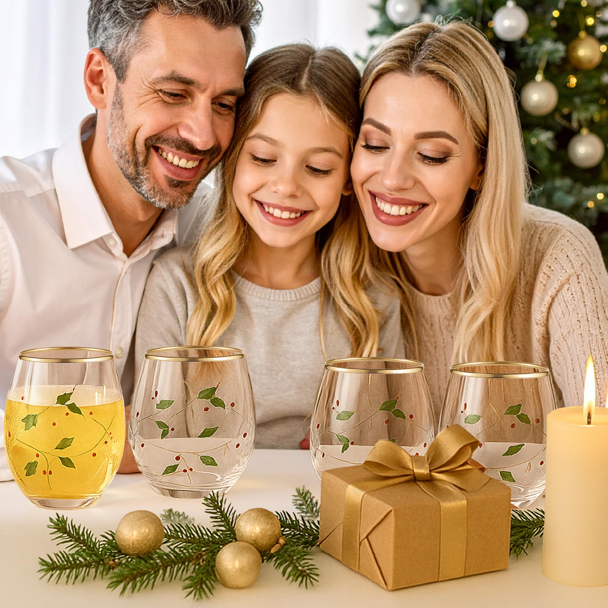 Conjunto de 4 copas para mesa festiva