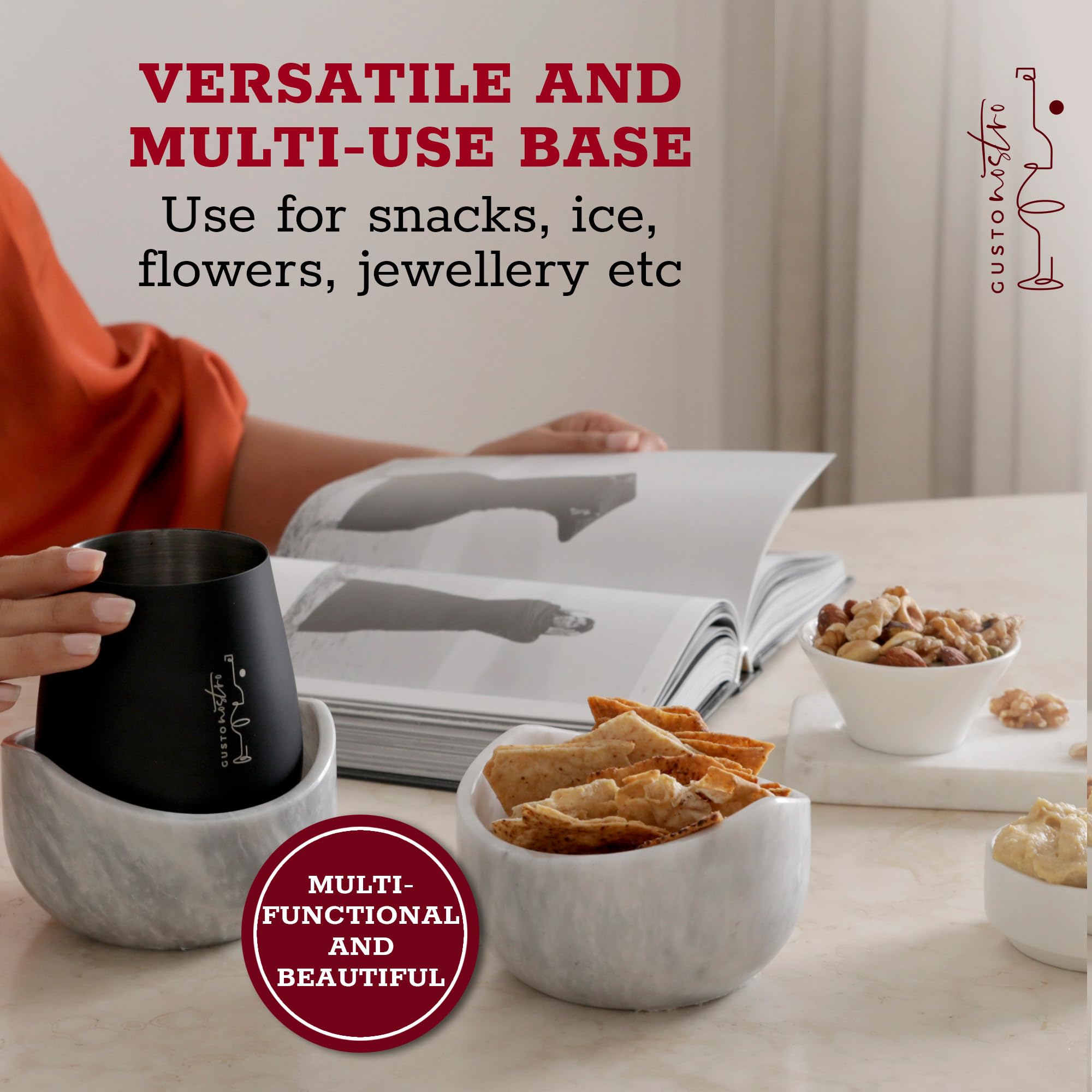 Gusto Nostro porta-snacks con enfriador para mesa.