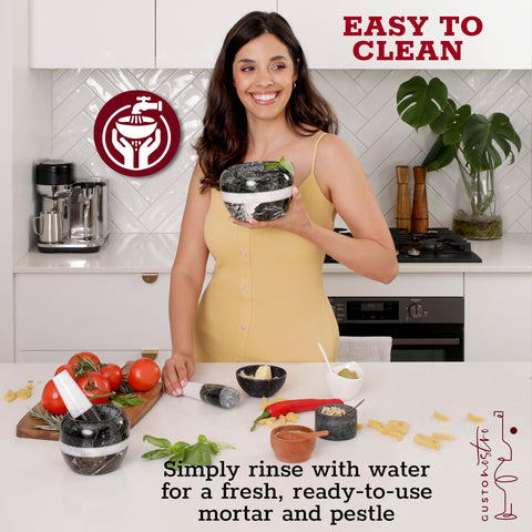 Gusto Nostro mortero para preparación de guacamole y pesto con textura suave.