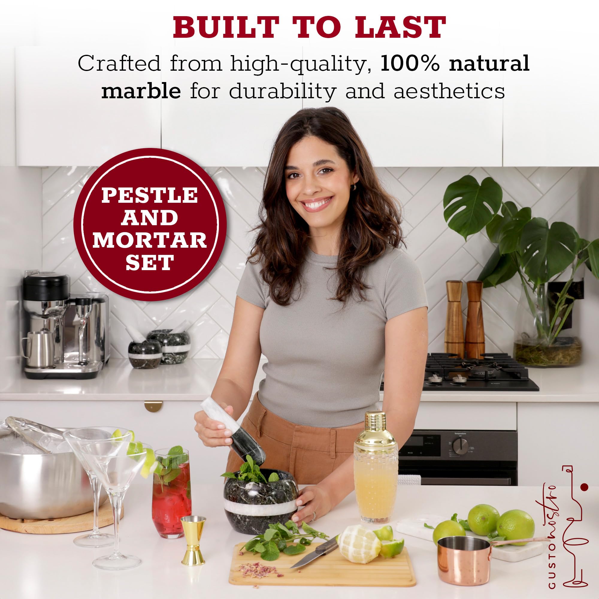 Gusto Nostro mortero grande de mármol para guacamole y pesto en casa.
