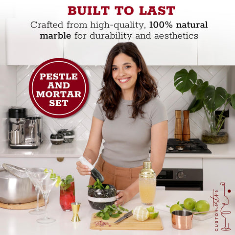 Gusto Nostro mortero grande de mármol para guacamole y pesto en casa.