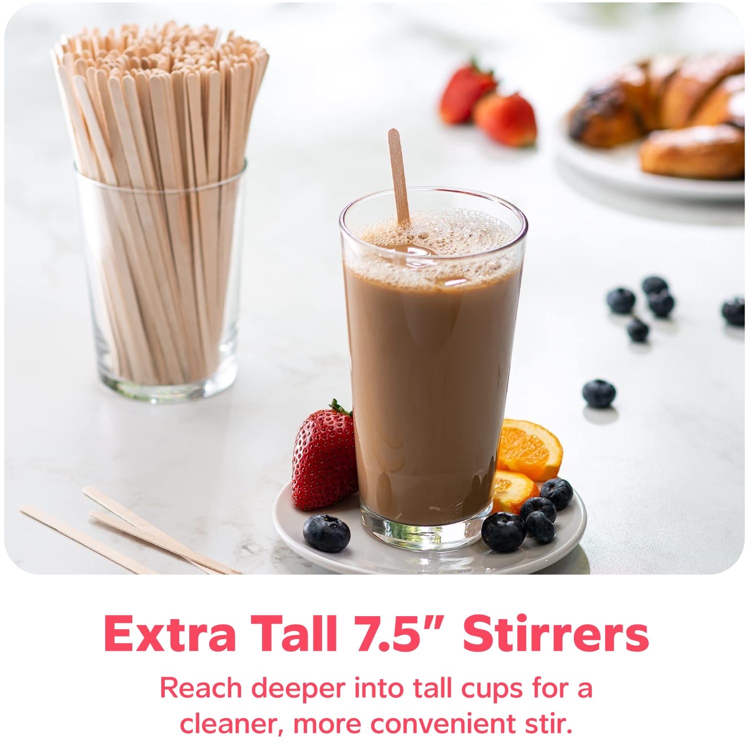 GUSTO palitos para cócteles de madera, ideales para mezclar bebidas.