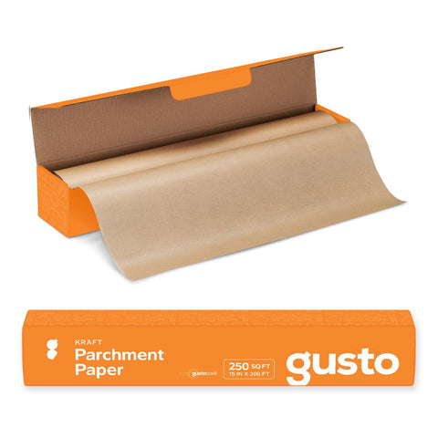 GUSTO papel pergamino kraft con corte incorporado para medidas exactas en la cocina