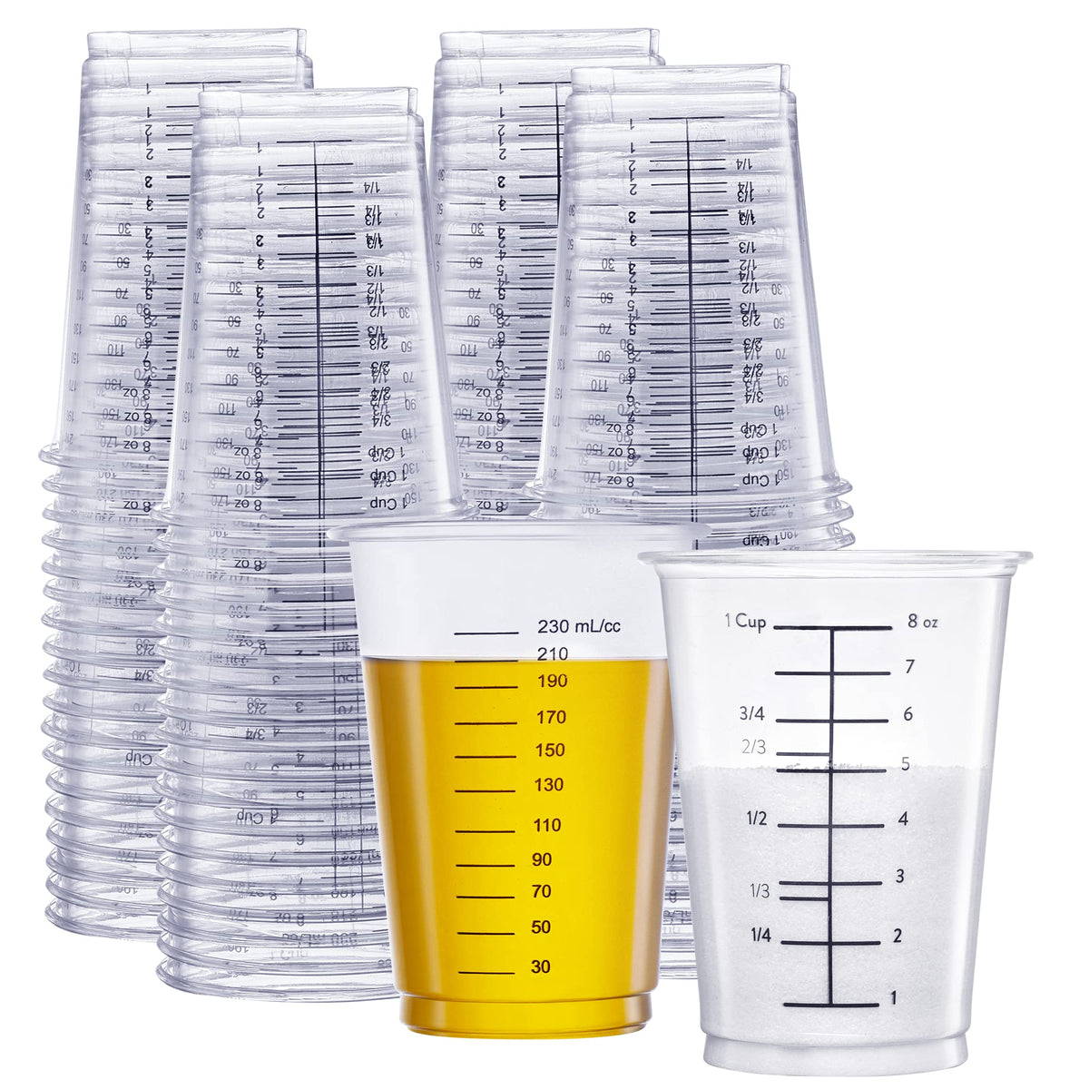 GUSTO tazas medidoras plástico desechable 10oz para hornear con precisión.