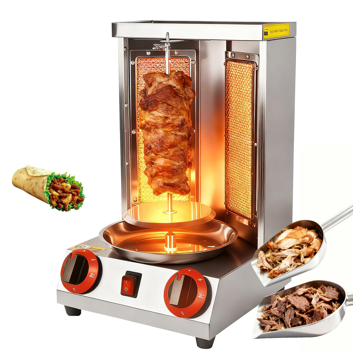 GUSTOCHEF Shawarma Grill, rotación 360°, cocina uniforme y jugosa