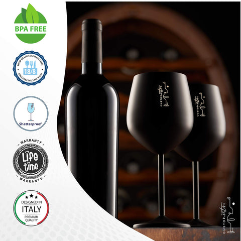 Copa de vino Gusto Nostro en acero inoxidable 18 oz, excelente para camping.