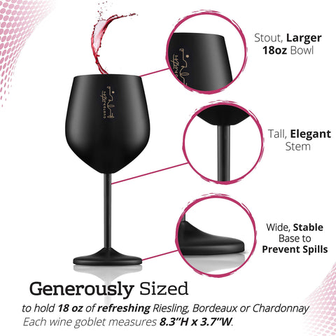 Copa de vino Gusto Nostro en acero inoxidable 18 oz, diseño elegante.