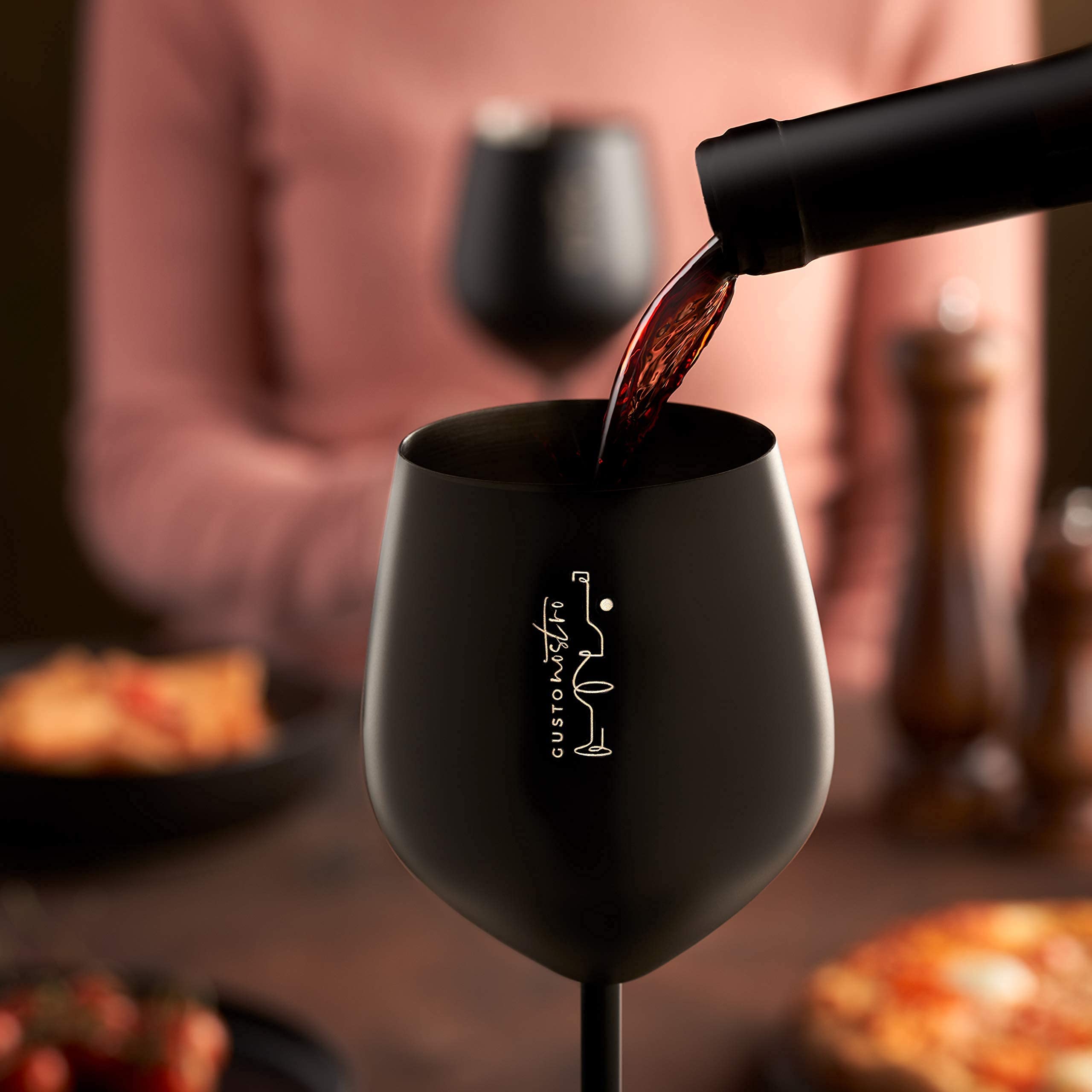 Copa de vino Gusto Nostro en acero inoxidable 18 oz, regalo ideal.