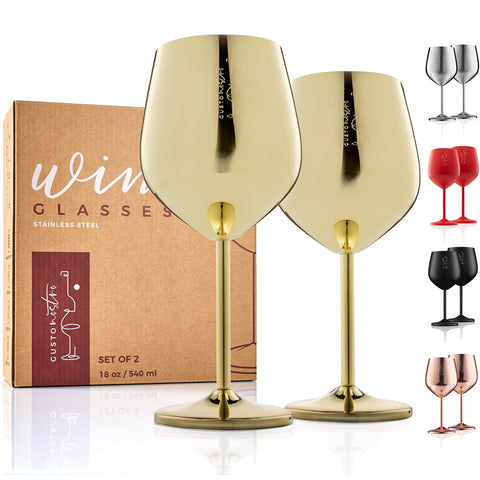 Gusto Nostro copa de vino en acero inoxidable, 18 oz, ideal para playa