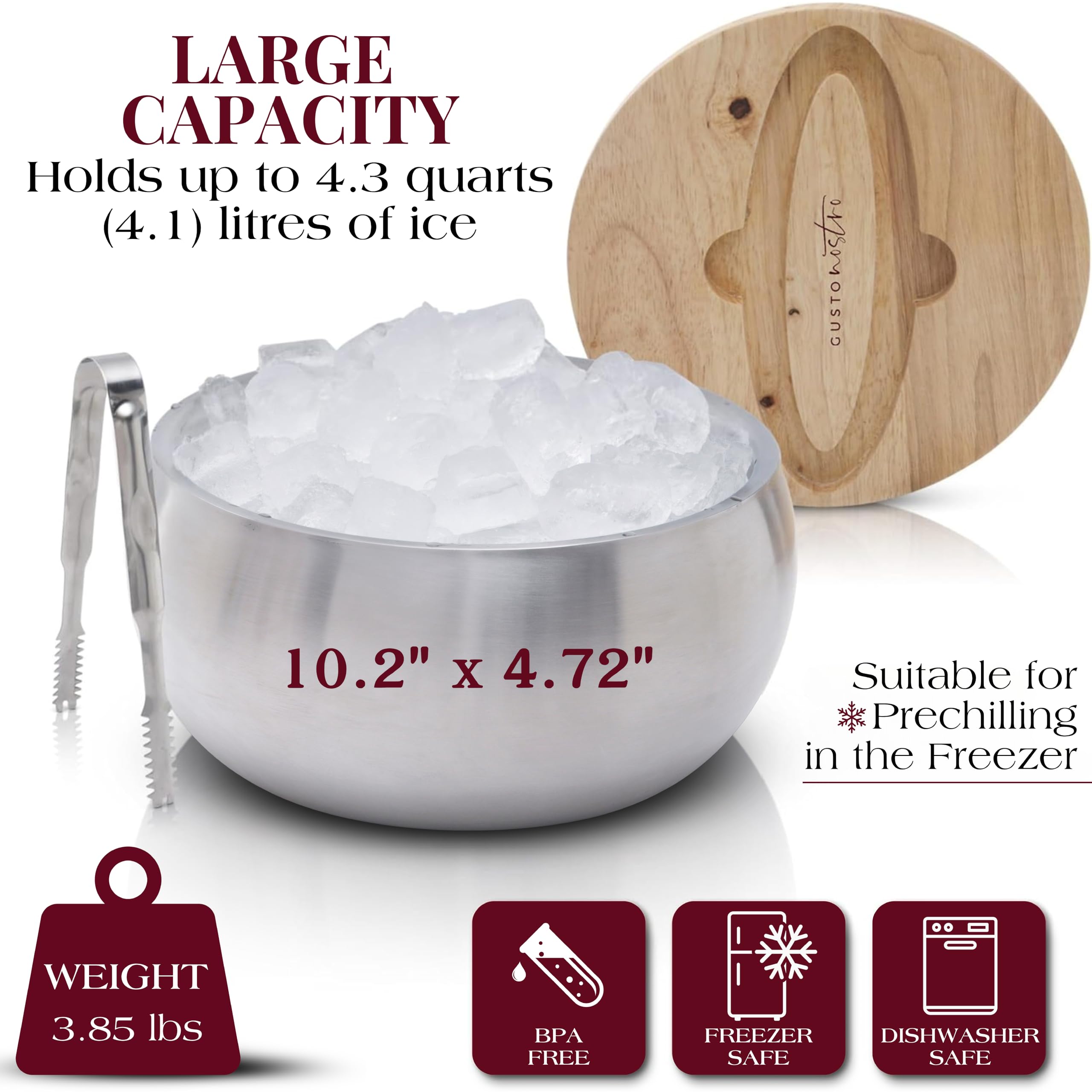 Cubo de acero inoxidable de Gusto Nostro, duradero y elegante para eventos grandes
