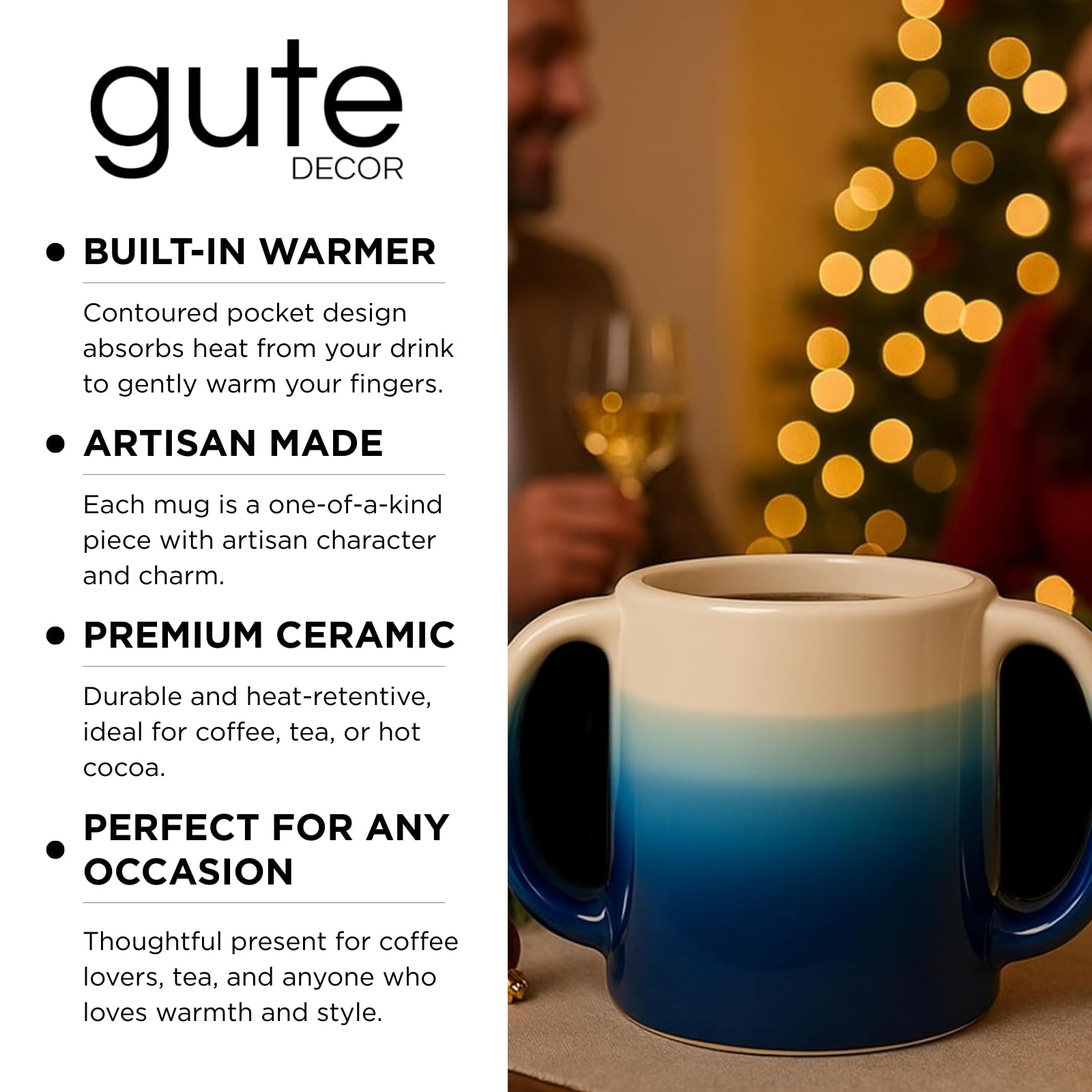 Taza GUTE con capacidad 14 onzas para bebidas abundantes.