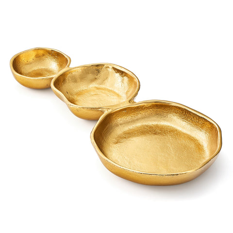 GUTE conjunto tazones dorado martillado, perfecto como centro de mesa elegante.