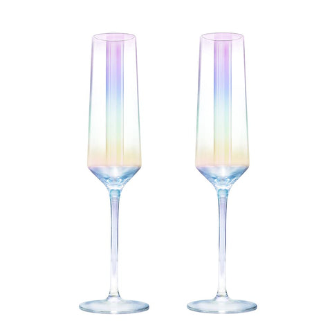 Gutsdoor copas champán cristal iridiscente, para bodas o celebraciones brillantes.