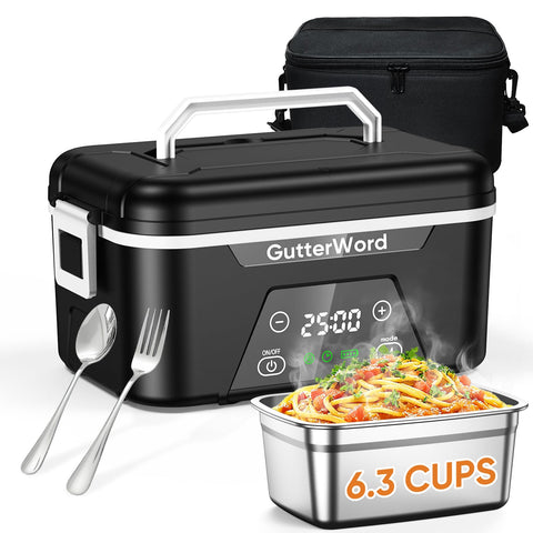 GutterWord Lunch Box muestra capacidad de 6.3 tazas para comidas completas.
