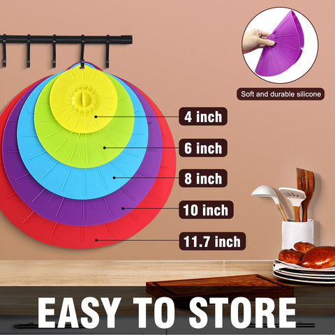 Guvvie tapas de silicona para almacenamiento práctico y organizado con enganche.