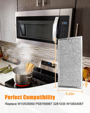 GUXPCH filtro de grasa compatible con modelos Whirlpool y similares, instalación sin herramientas.