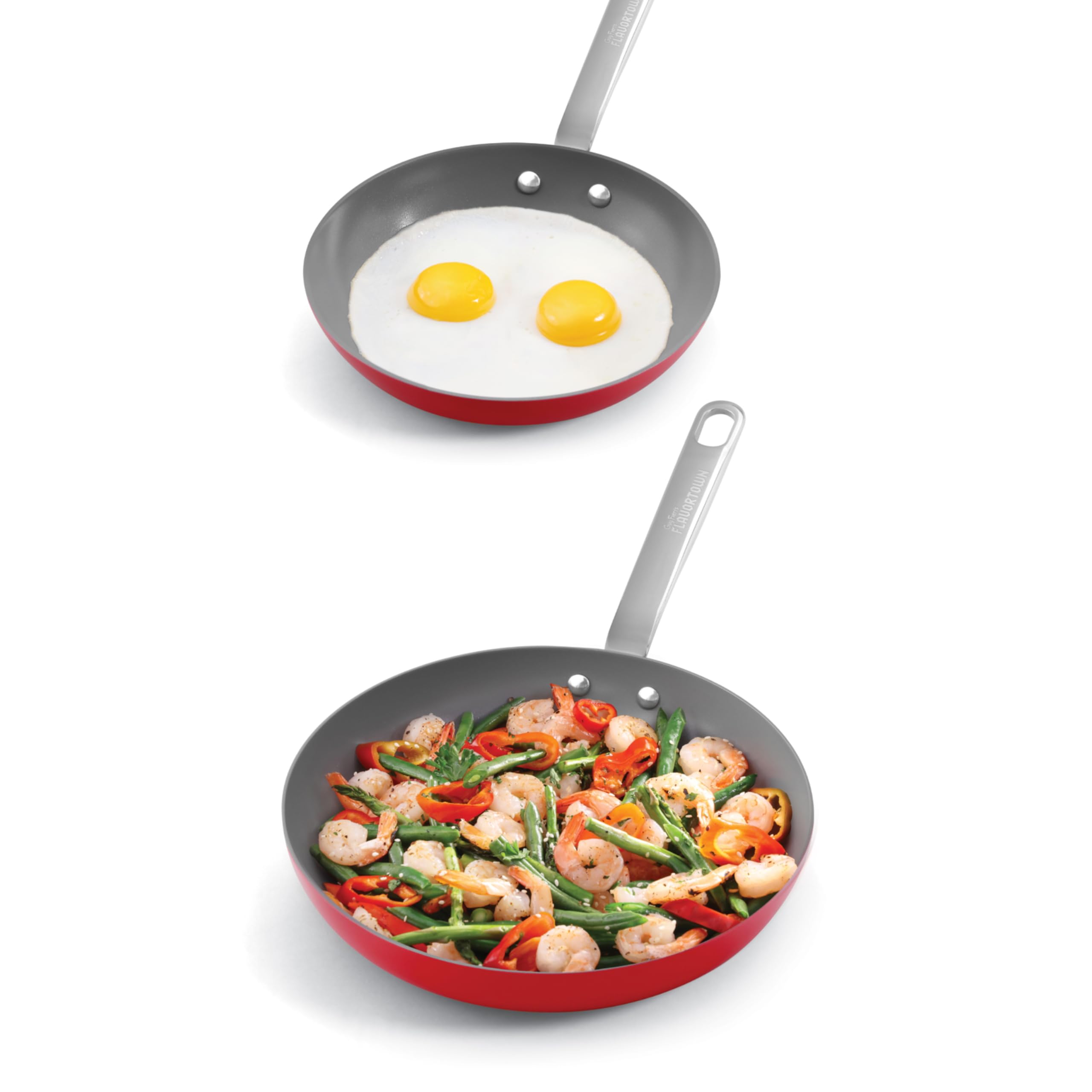 Sartén cerámico de 10 pulgadas de Guy Fieri's Flavortown, antiadherente para cocina fácil.