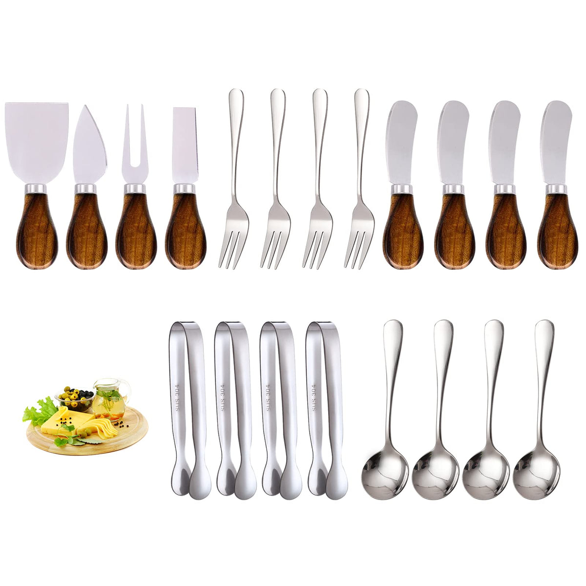 Guze-US cuchillos para queso con mango de madera, cómodo para untar