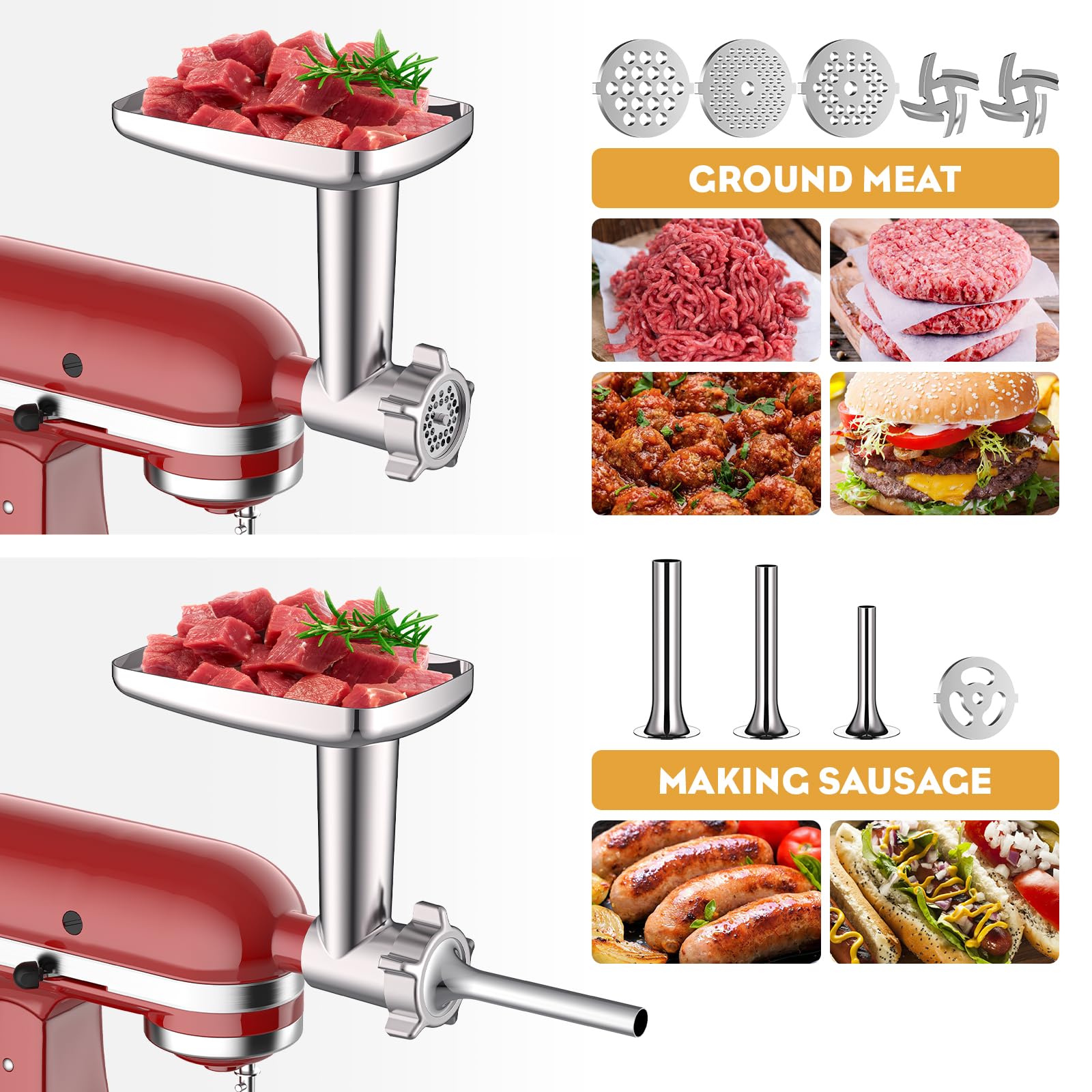GVODE cortador-rallador de acero inoxidable para KitchenAid, ideal para quesos y coberturas