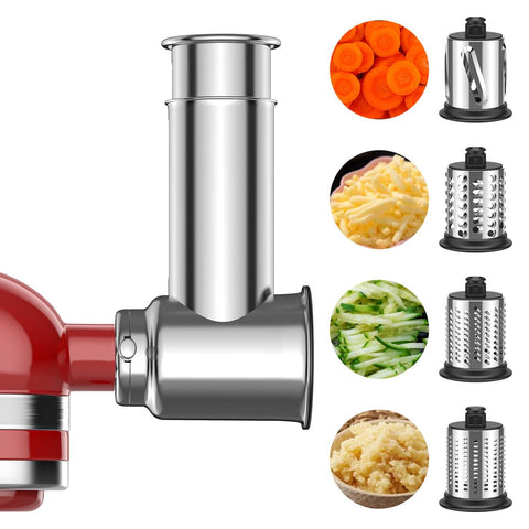 GVODE cortador rallador de acero inoxidable para KitchenAid, ideal para queso y verduras.