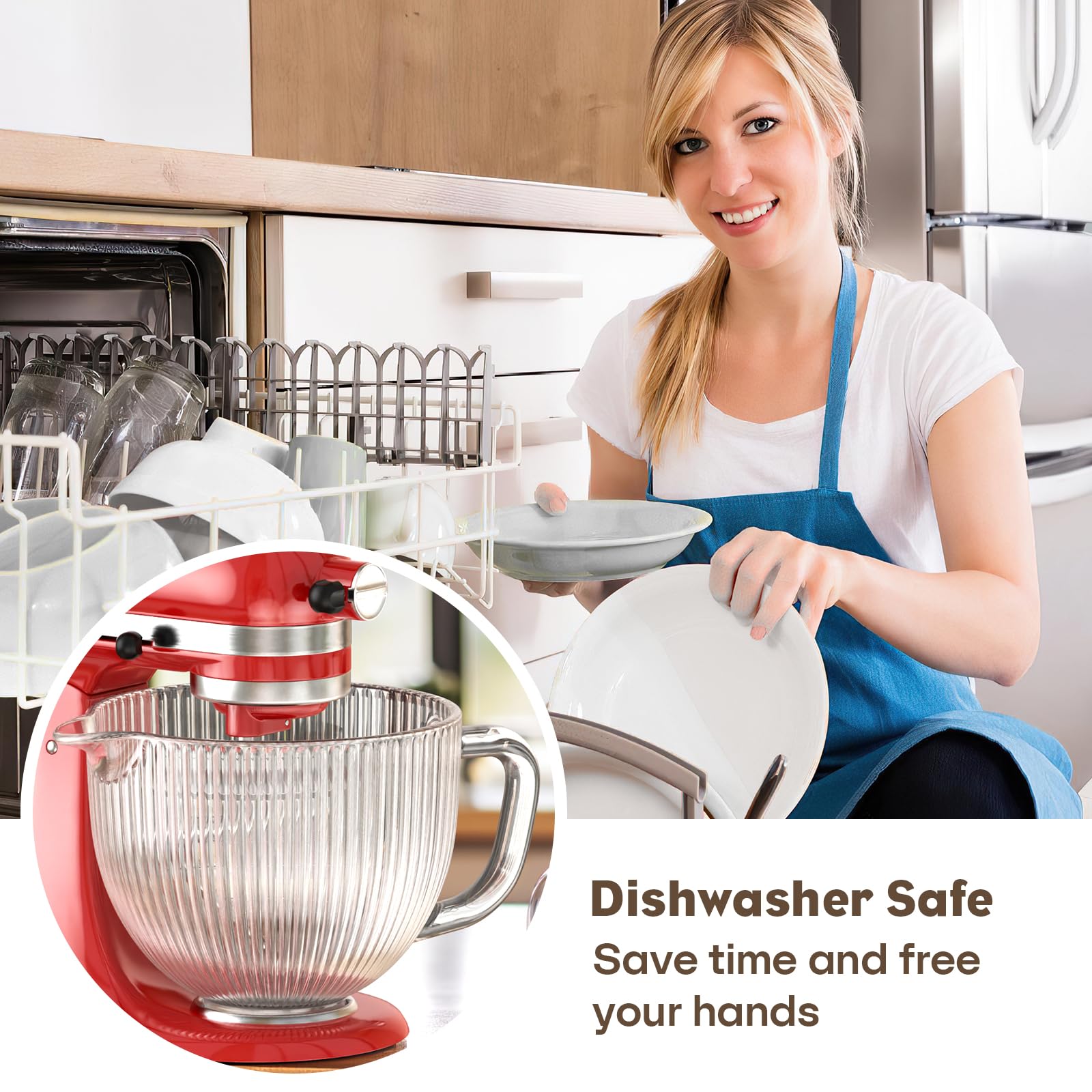 GVODE cuenco de vidrio para KitchenAid con transparencia para observar la mezcla