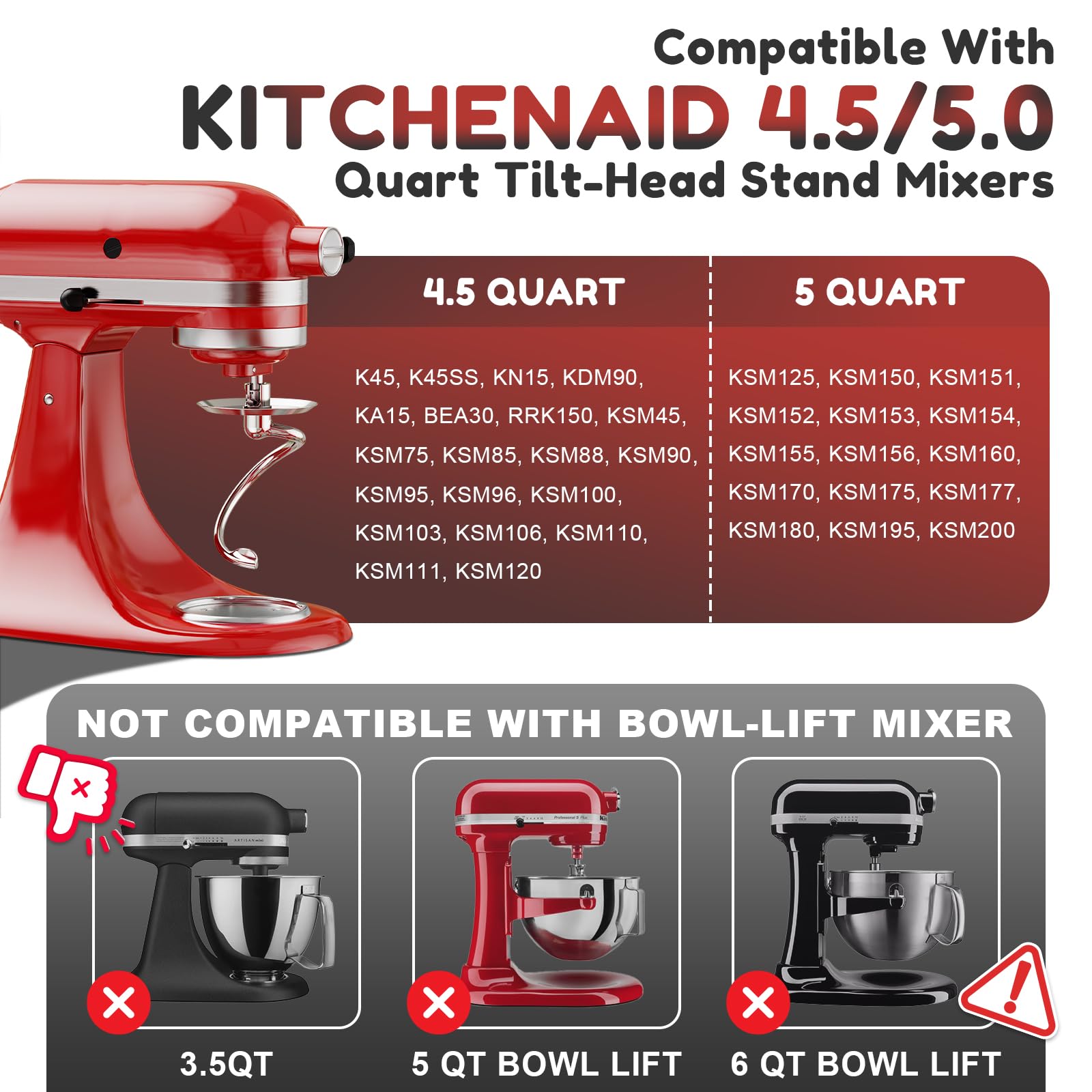 GVODE diseño compatible con KitchenAid 4.5-qt para repostería