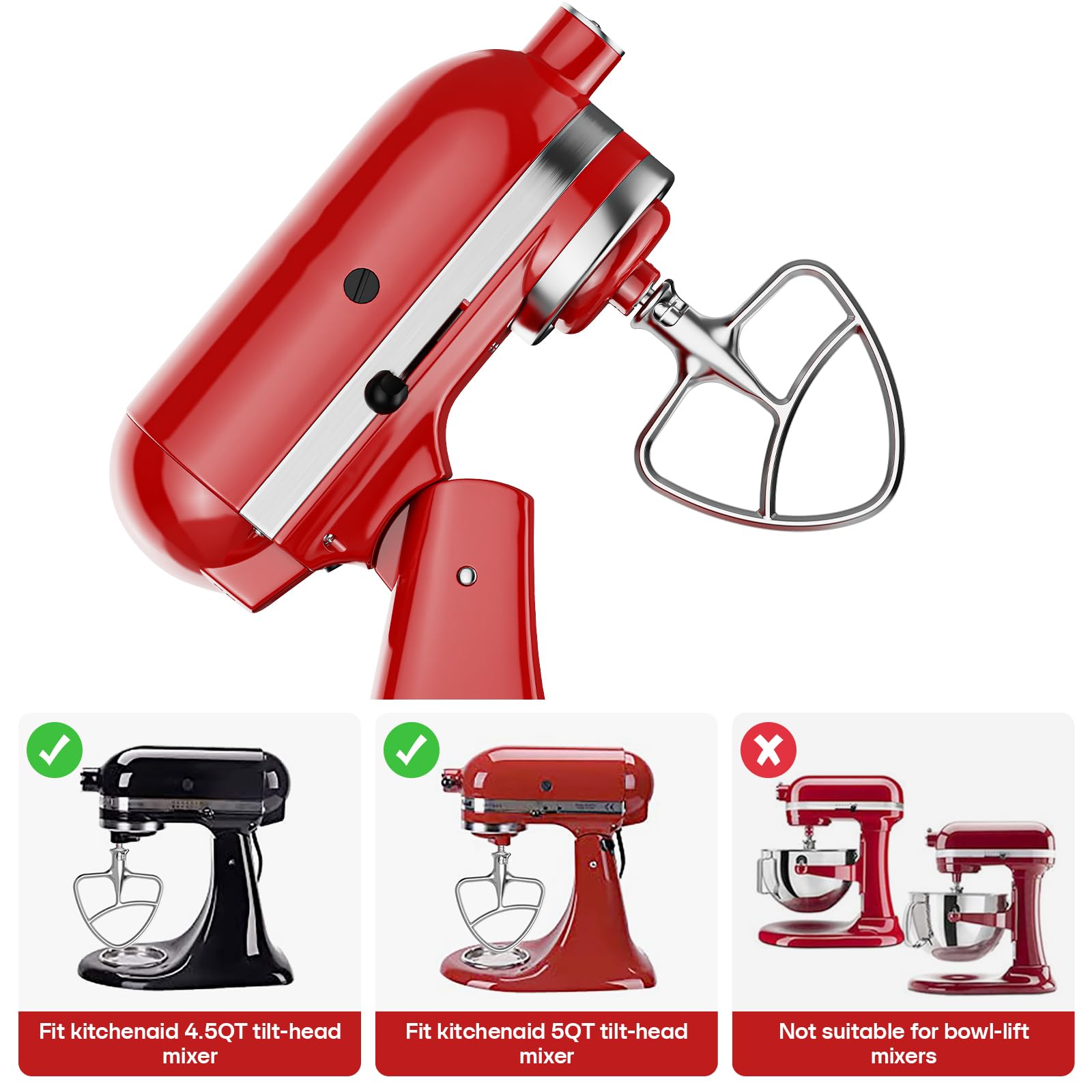 GVODE batidor de acero inoxidable para KitchenAid garantiza durabilidad