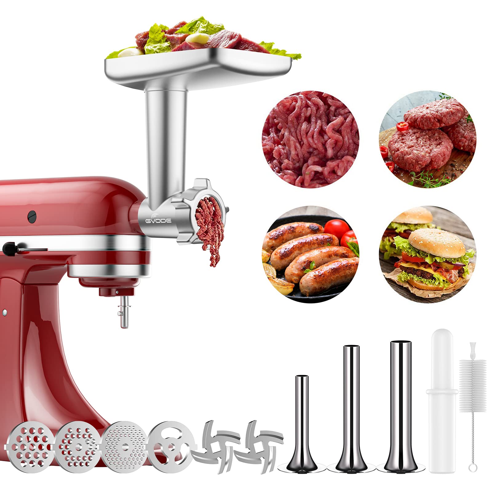 GVODE molinillo de carne para KitchenAid: cuerpo sólido para molienda precisa
