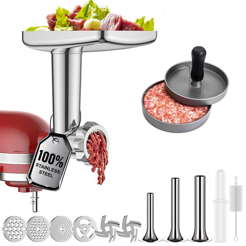 GVODE molinillo de carne en acero inoxidable para KitchenAid, diseño duradero.