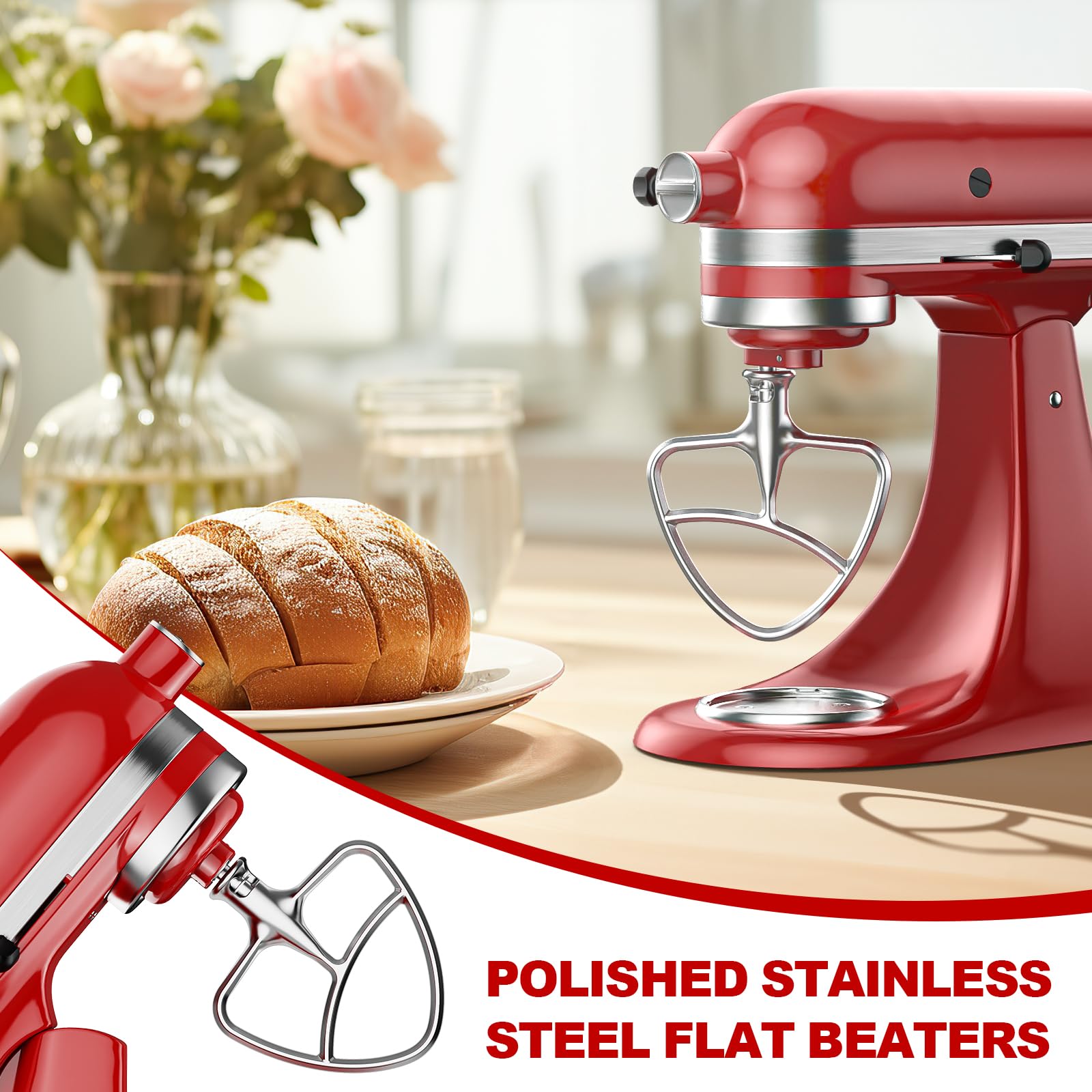 GVODE pala para KitchenAid, compatible 4,5–5 qt, mejora textura de masas y cremas