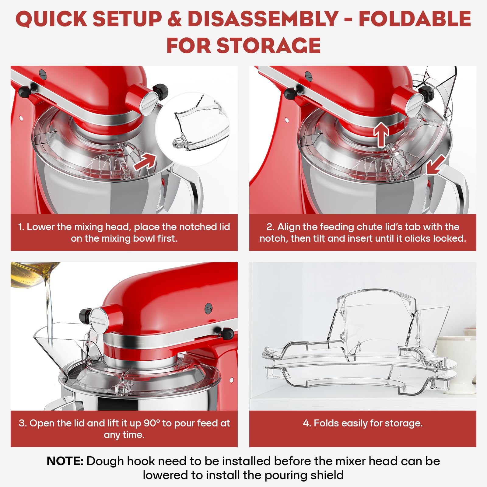 GVODE tapa abatible para KitchenAid que contiene harinas al verter.