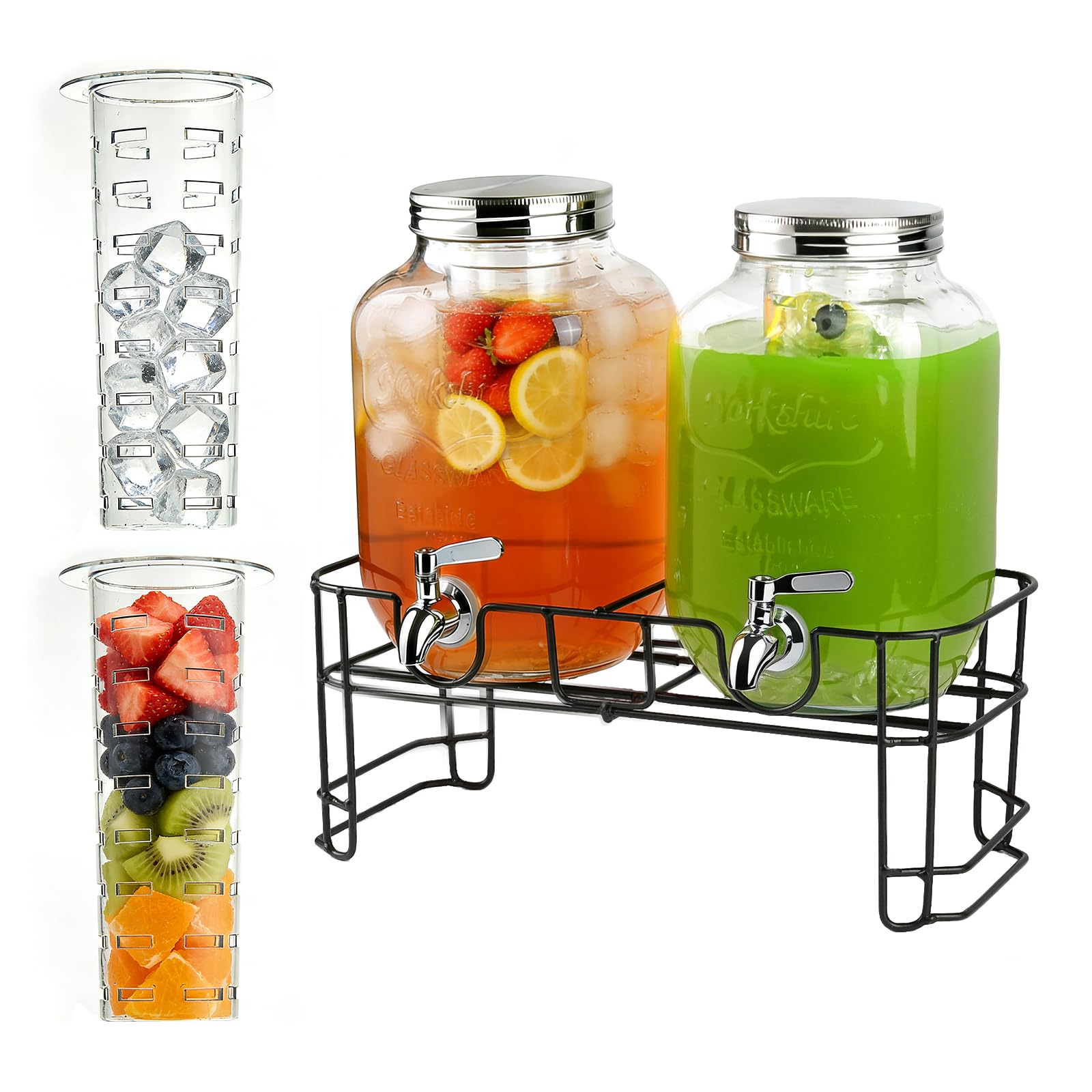 GVUHR dispensadores de vidrio doble con soporte para servir bebidas en fiestas.