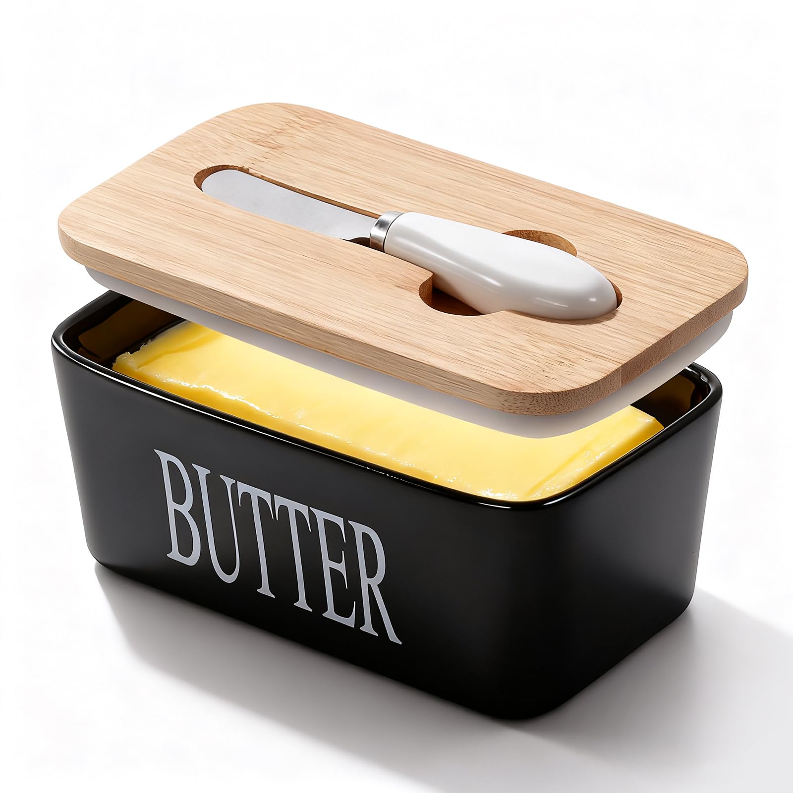 GVUHR Recipiente cerámico para mantequilla con tapa, mantiene la mantequilla fresca.