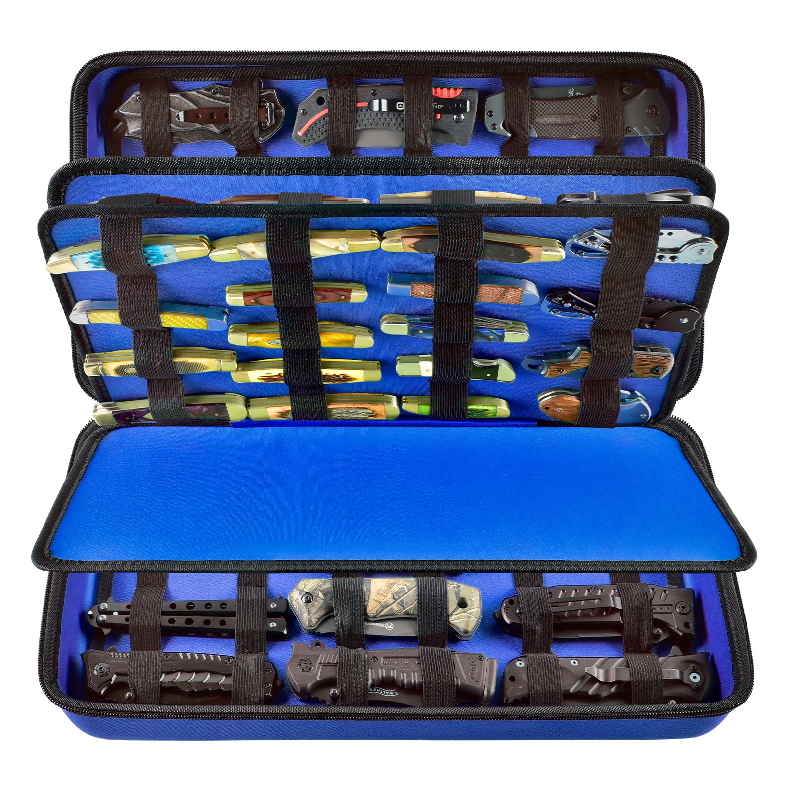 GWCASE estuche para cuchillos de bolsillo, vista general con almacenamiento amplio.