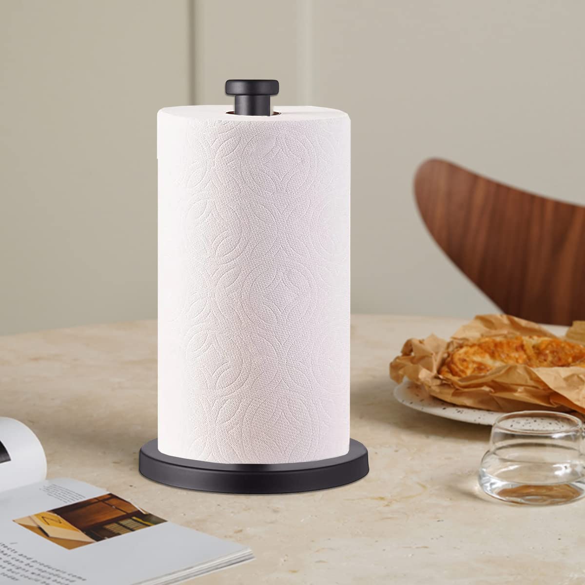 GWGTHZ porta papel toalla diseño negro compacto encaja en cocinas modernas.