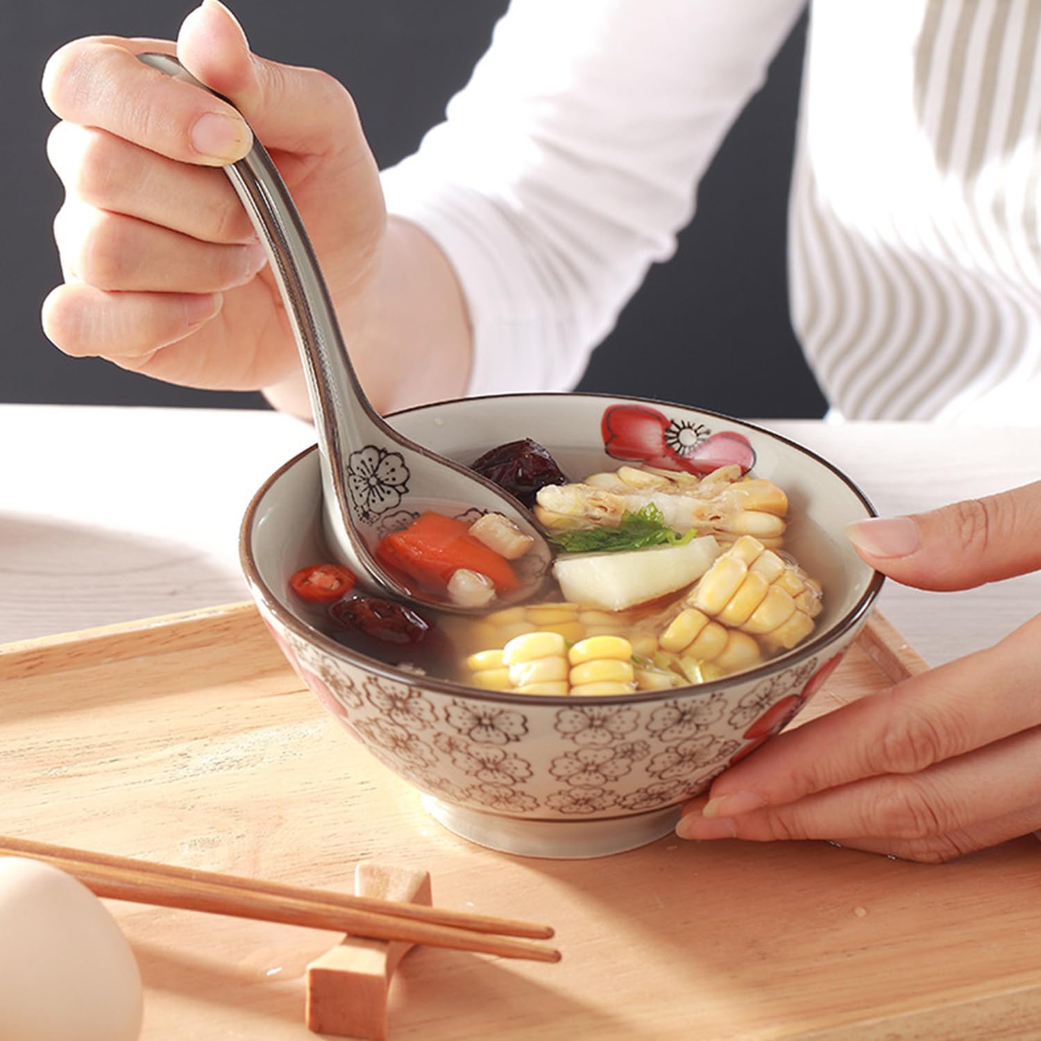 GXIQYL cuchara para ramen y sopa con tamaño ideal