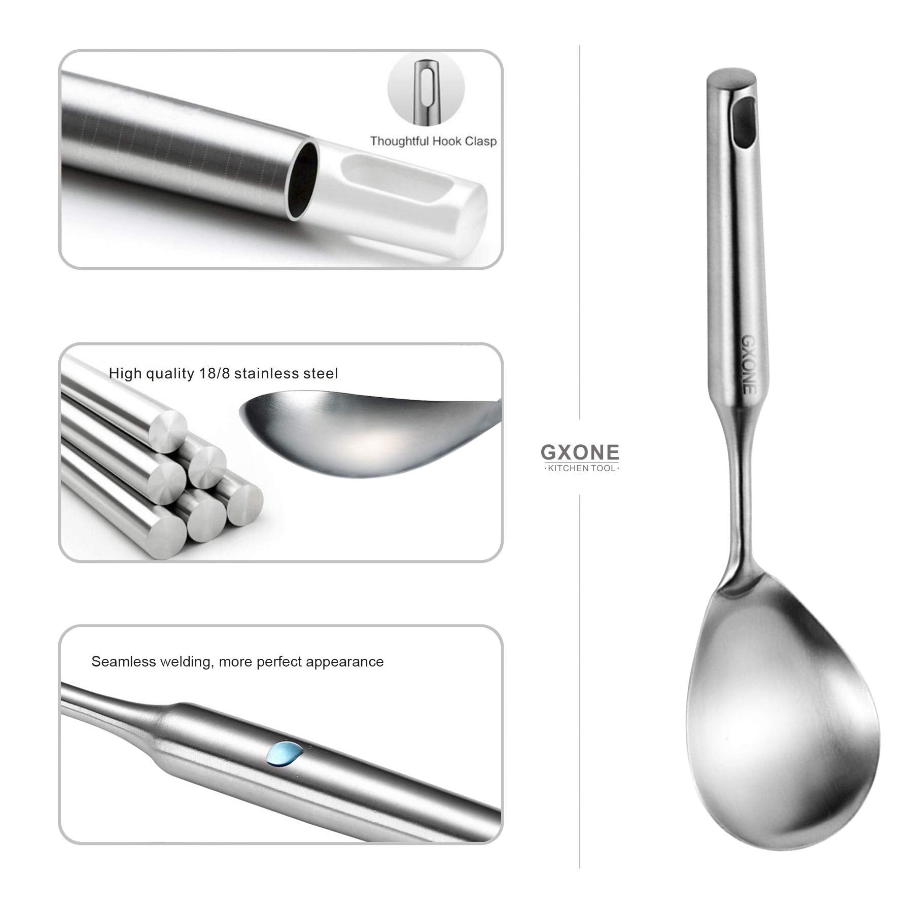 Cucharón GXONE con diseño moderno y acabado plateado