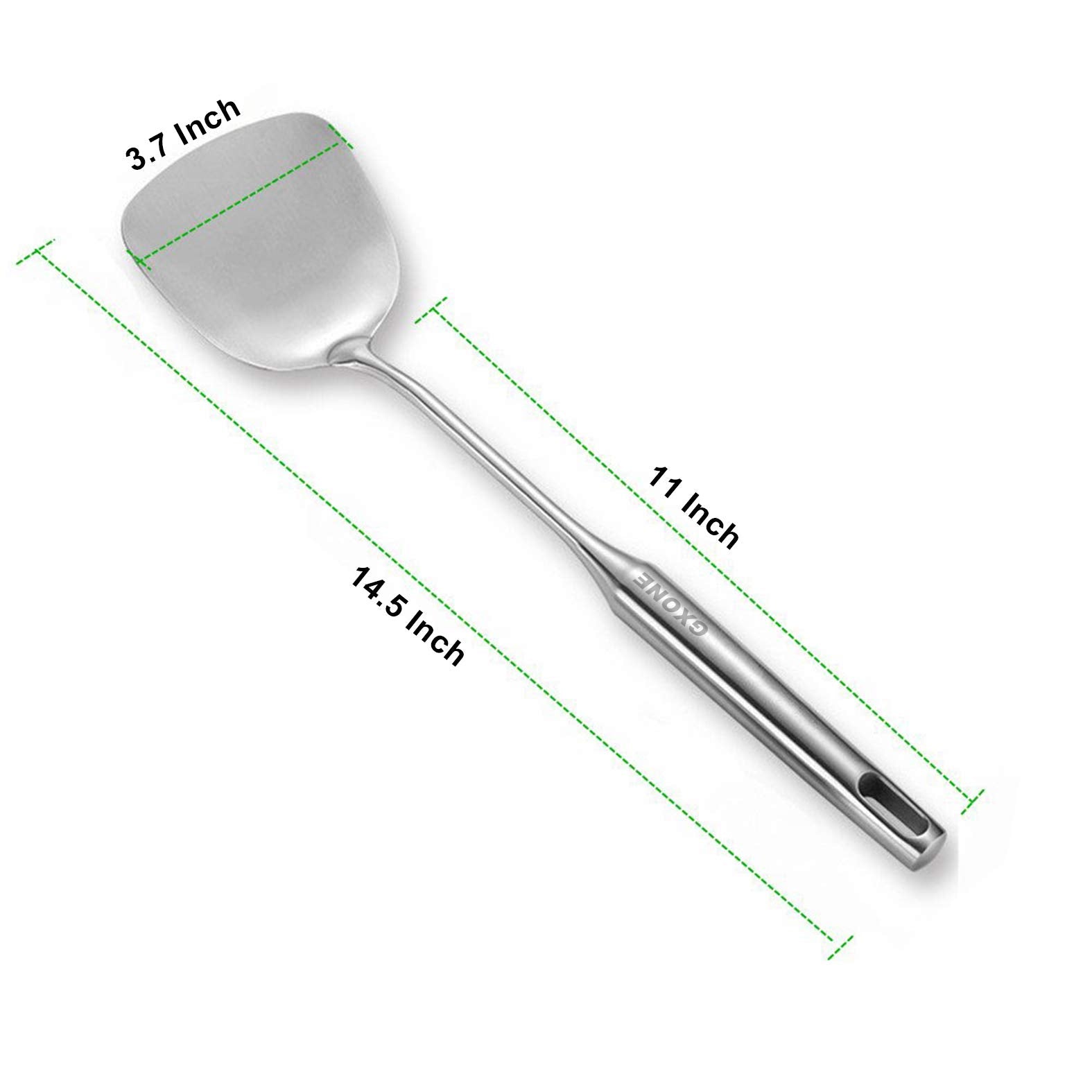 Espátula GXONE para wok de 37 cm de largo, giro preciso de ingredientes.