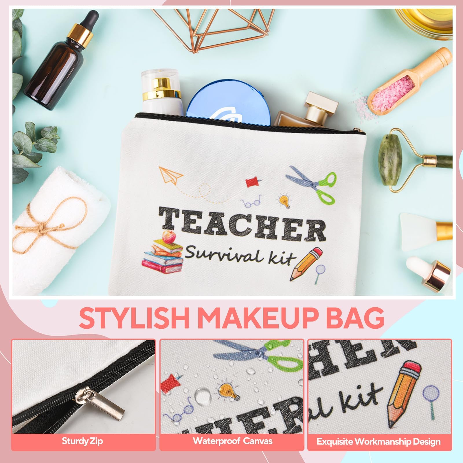 Bolsa de maquillaje de lona Gyboom, ligera y portátil para cosméticos.