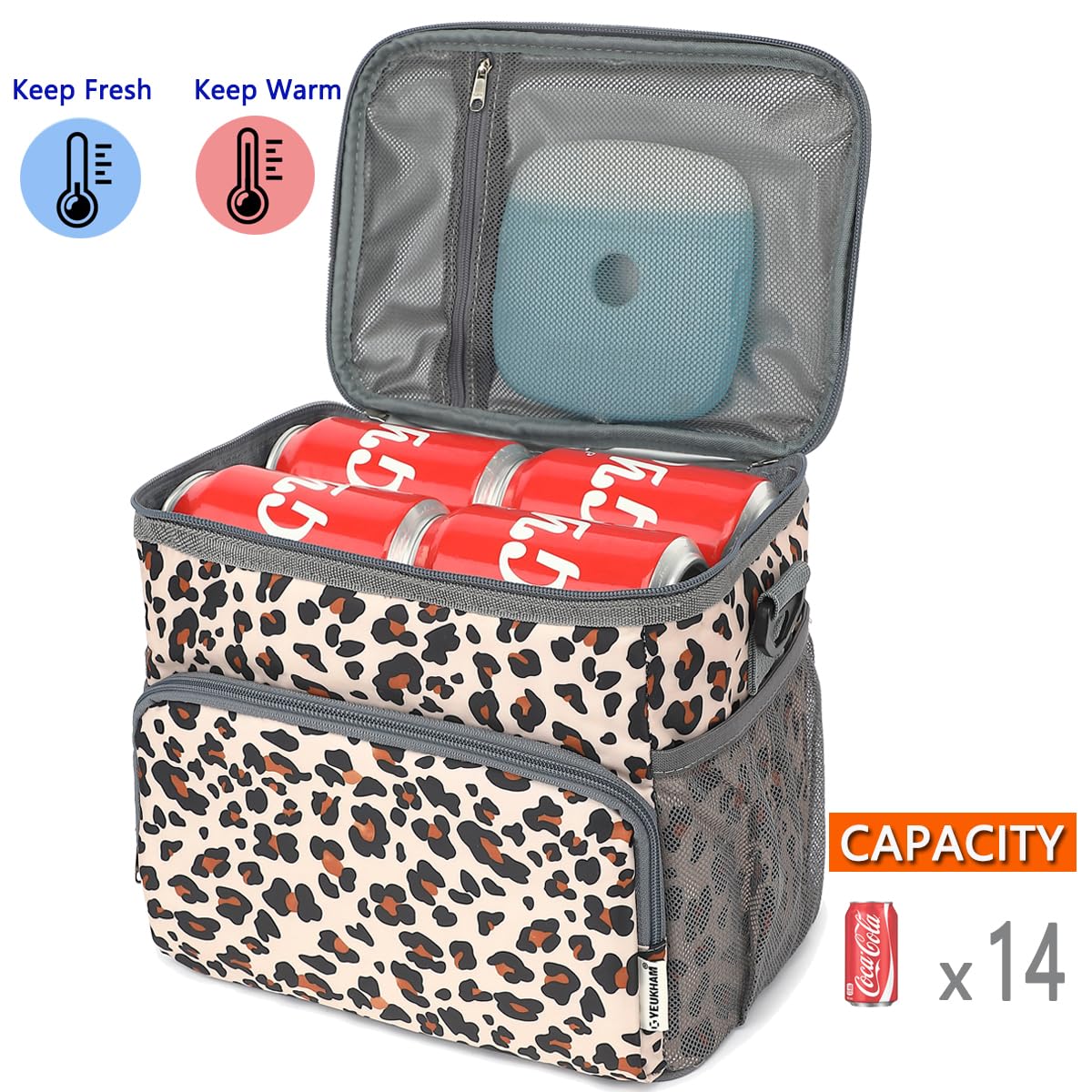 GYEUKHAM bolsa Leopardo, vista trasera, diseño resistente para viajes y actividades diarias.