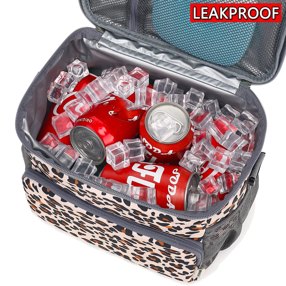 GYEUKHAM Leopardo interior, forro PEVA protege alimentos y evita derrames ligeros.