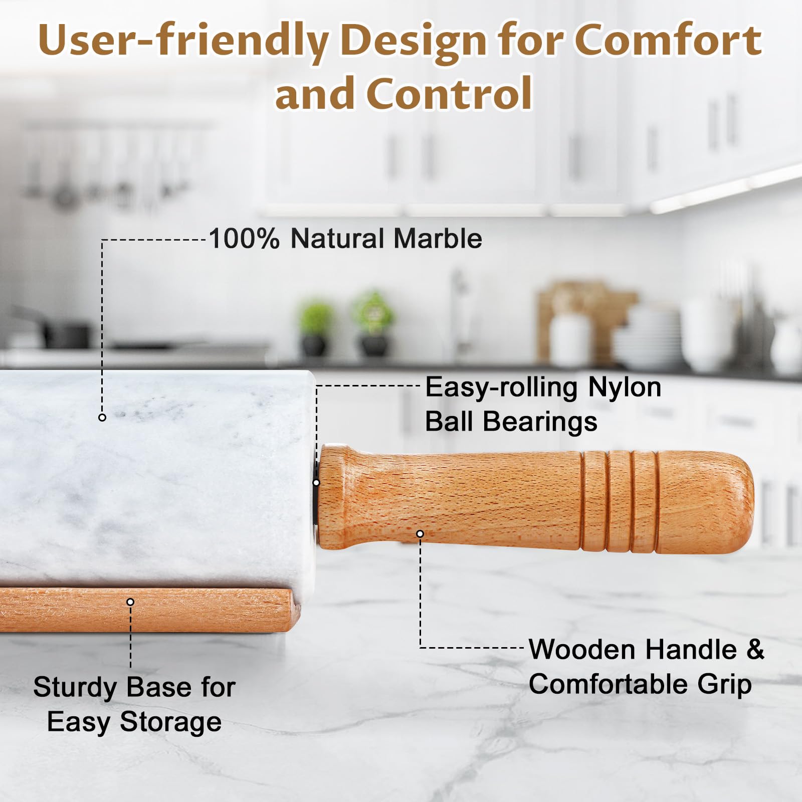 Mango de madera ergonómico Gymdin ofrece agarre cómodo.