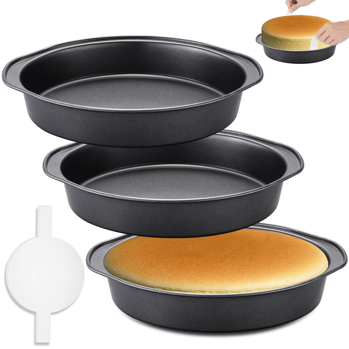 Gymdin moldes para pastel 8 pulgadas en juego de 3 piezas para capas uniformes